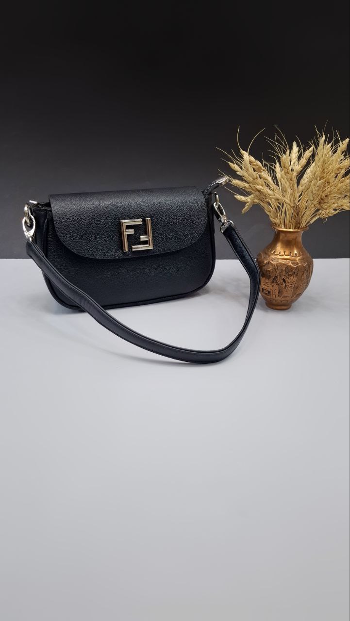 کیف اسپرت دستی و دوشی دخترانه و زنانه مدل فاریس با یراق F طرح فندی