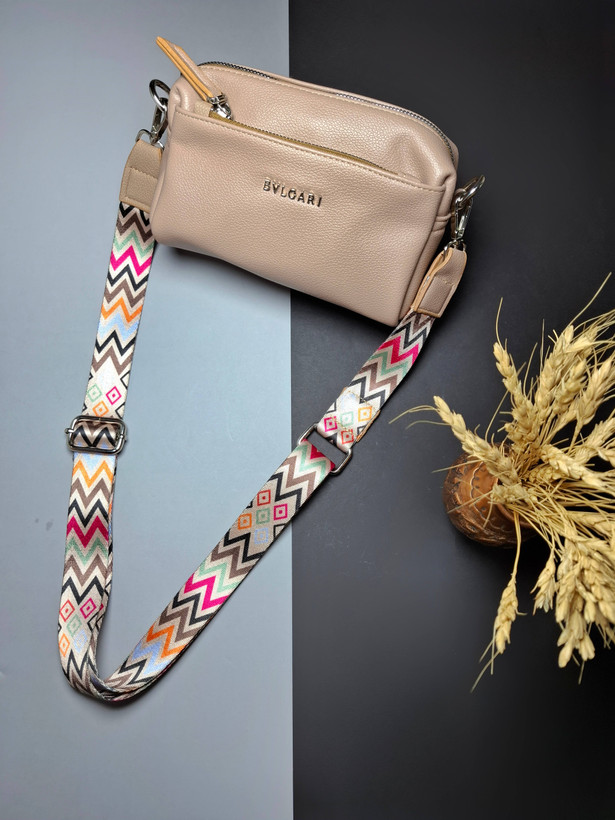 کیف دوشی فانتزی دخترانه بولگاری با سه زیپ و بند اسپرت رنگی