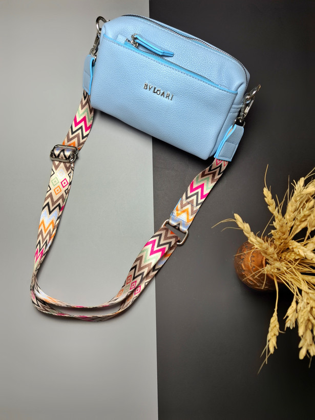 کیف دوشی فانتزی دخترانه بولگاری با سه زیپ و بند اسپرت رنگی