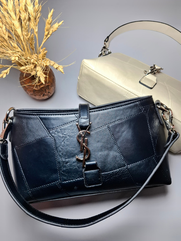 کیف دوشی ysl مدل آذین رنگ مشکی با چرم چهل تیکه